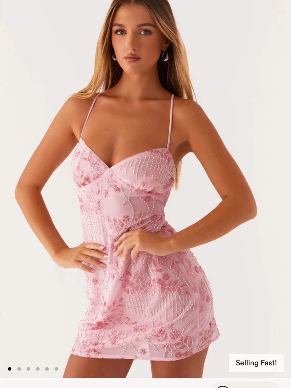 Peppermayo Pink Embellished Floral Bodycon Mini Dress - Picture 2 of 3